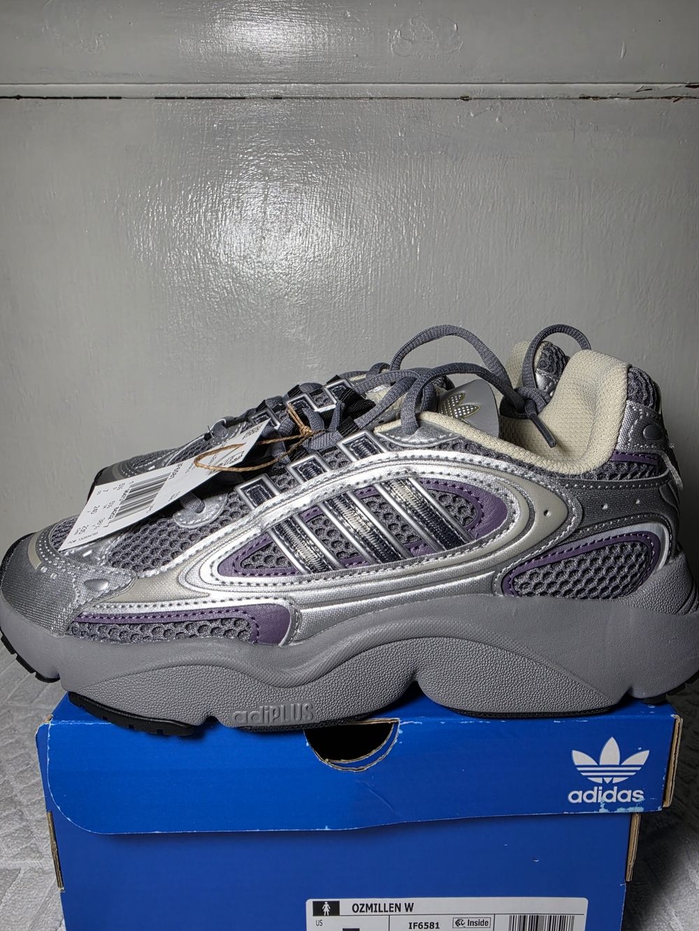 Adidas Ozmillen W Chunky Athletic Sneaker in Gray and Purple